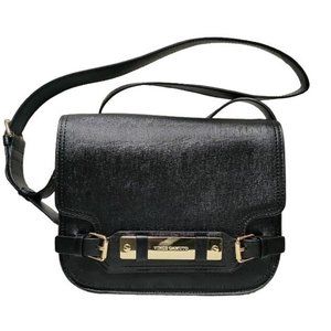 Vince Camuto Adjustable Strap Genuine Leather Crossbody Bag Black Women's